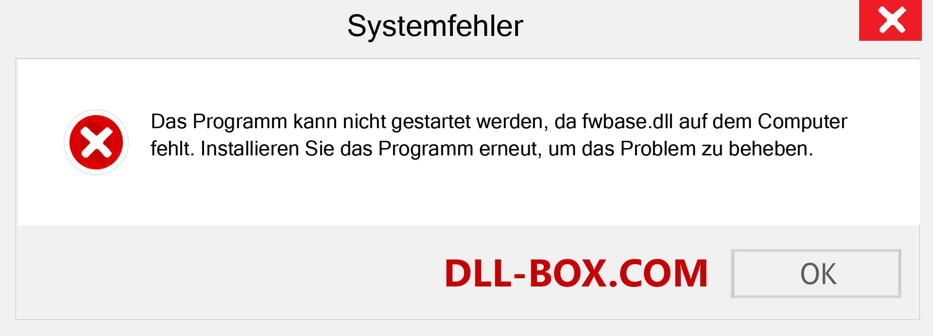 fwbase.dll-Datei fehlt?. Download für Windows 7, 8, 10 - Fix fwbase dll Missing Error unter Windows, Fotos, Bildern